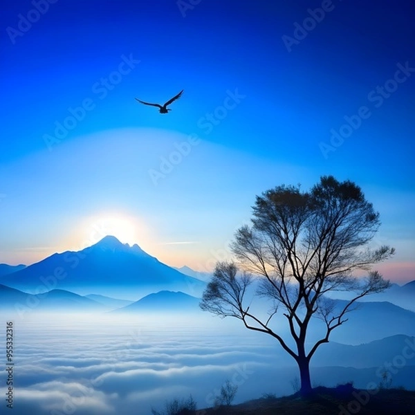 Obraz Landscape with clouds with mountains.