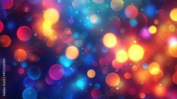 Fototapeta Abstract circular holiday lights with blurred bokeh background.