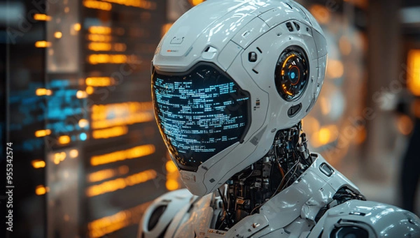 Obraz Robot works, home assistant, artificial intelligence, technology	
, Generative AI.