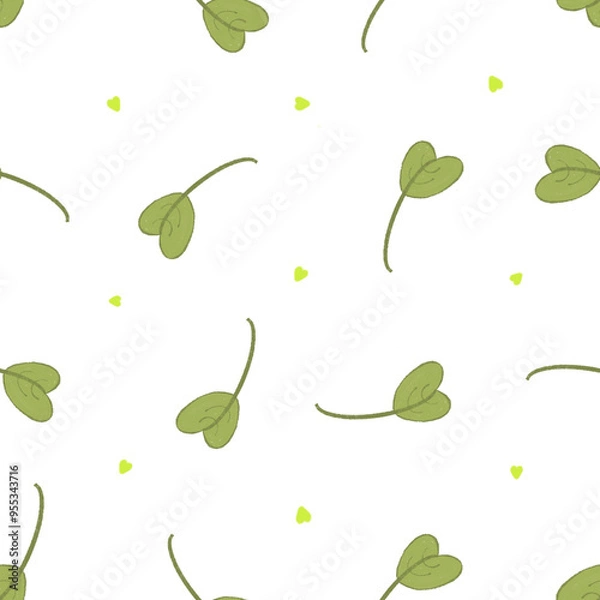 Fototapeta seamless background with heart shaped leaves