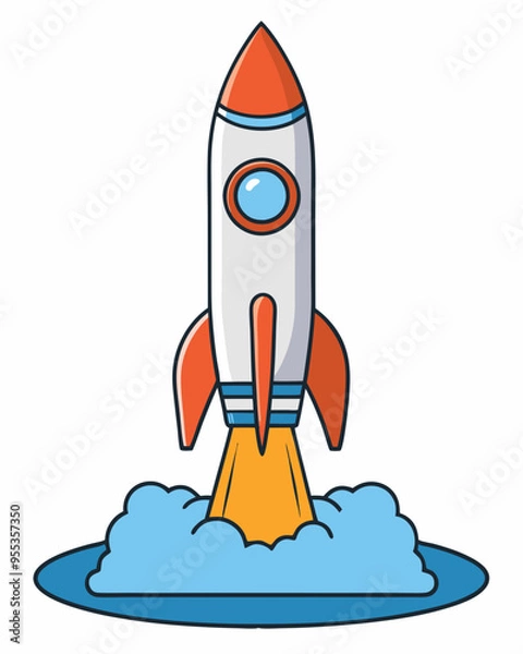 Fototapeta Bold Rocket Launch A Clean, Minimalist Vector Illustration