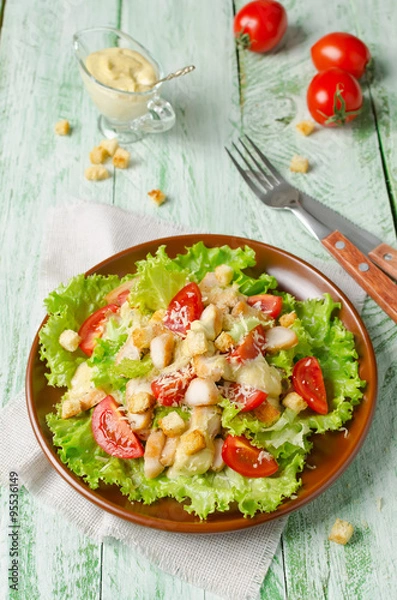 Fototapeta Caesar salad with chicken