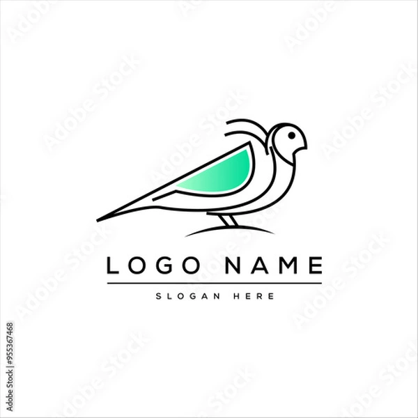 Fototapeta simple line art bird logo design