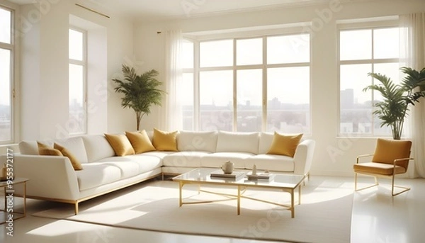 Fototapeta Photo interior modern design room 3d illustration