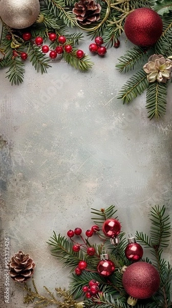 Obraz Christmas background with christmas elements frame