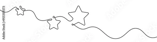 Fototapeta Line star one continuous line drawing design vector