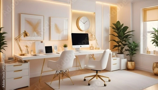 Fototapeta Photo interior modern design room 3d illustration