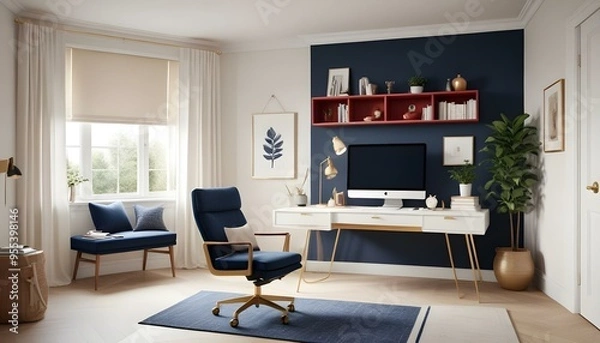 Fototapeta Photo interior modern design room 3d illustration