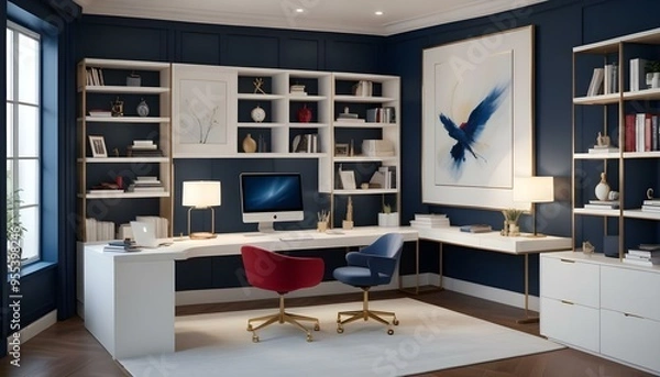 Fototapeta Photo interior modern design room 3d illustration
