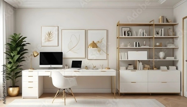 Fototapeta Photo interior modern design room 3d illustration