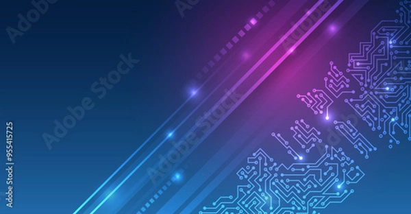 Fototapeta Abstract futuristic design. Sci-fi, dynamic vector illustration. Hi-tech digital technology concept. Illustration of high computer technology on blue background.