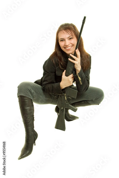 Obraz models and rifle