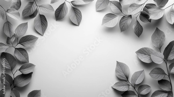 Fototapeta Monochrome Leaf Pattern Background Generative AI