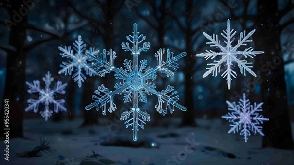 Fototapeta Intricately Detailed Snowflake in a Winter Wonderland. Generated AI