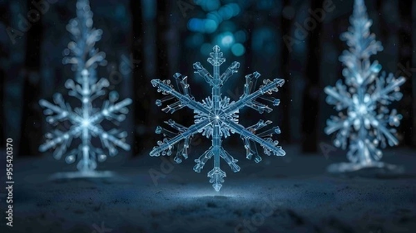 Fototapeta Intricately Detailed Snowflake in a Winter Wonderland. Generated AI