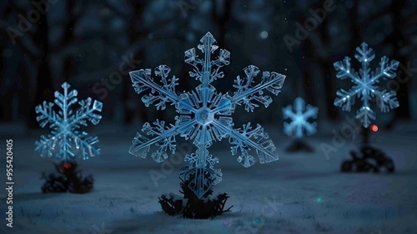 Fototapeta Intricately Detailed Snowflake in a Winter Wonderland. Generated AI