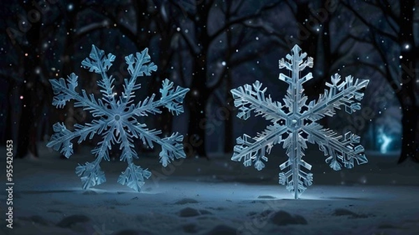 Fototapeta Intricately Detailed Snowflake in a Winter Wonderland. Generated AI