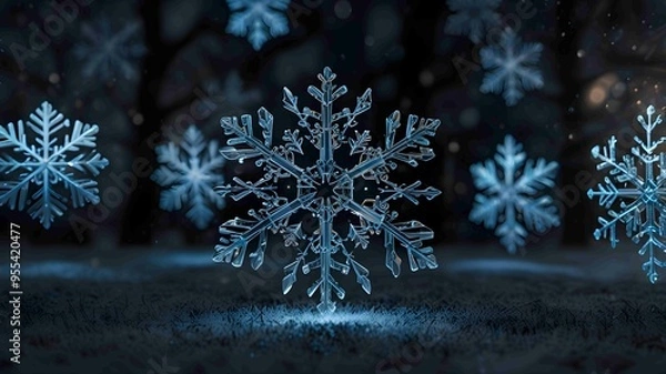 Fototapeta Intricately Detailed Snowflake in a Winter Wonderland. Generated AI