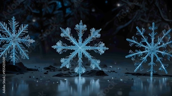 Fototapeta Intricately Detailed Snowflake in a Winter Wonderland. Generated AI
