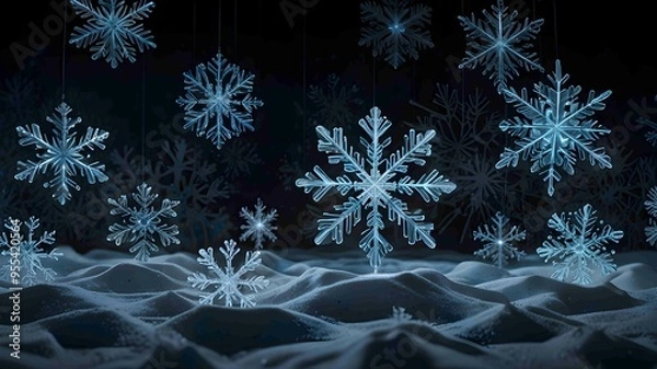 Fototapeta Intricately Detailed Snowflake in a Winter Wonderland. Generated AI