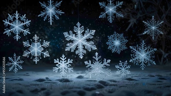 Fototapeta Intricately Detailed Snowflake in a Winter Wonderland. Generated AI