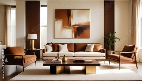 Fototapeta Photo interior modern design room 3d illustration