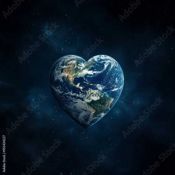 Fototapeta Planet Earth in shape of heart. Earth Day or sustainable concept