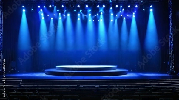 Fototapeta Illuminated Stage With Podium