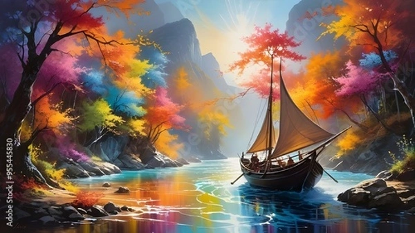 Obraz sailing ship in the night