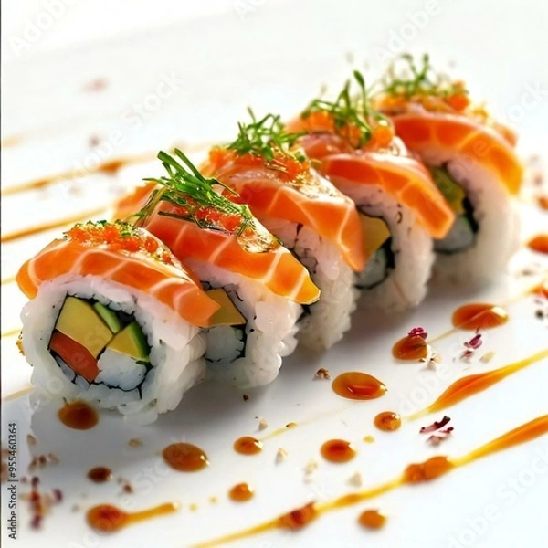 Fototapeta Tuna Sushi Roll . High quality photo