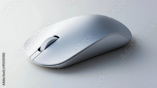 Fototapeta Modern wireless mouse resting on white desk
