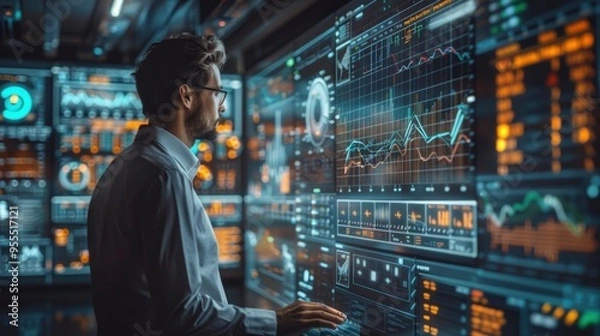 Obraz Data Analyst Working on Stock Market Charts