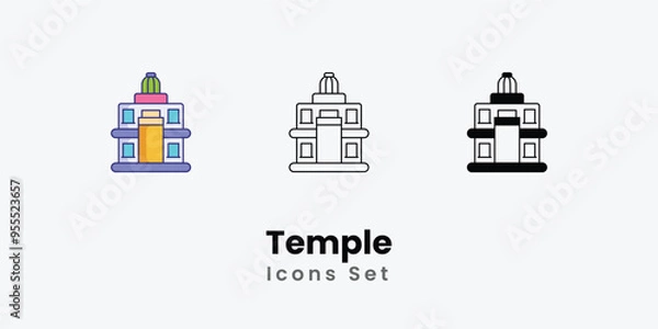 Obraz Temple Icons thin line and glyph vector icon stock illustration