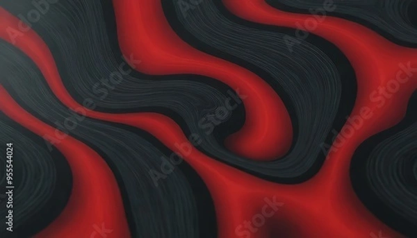 Fototapeta Abstract red and black waves with a soft, glowing texture.