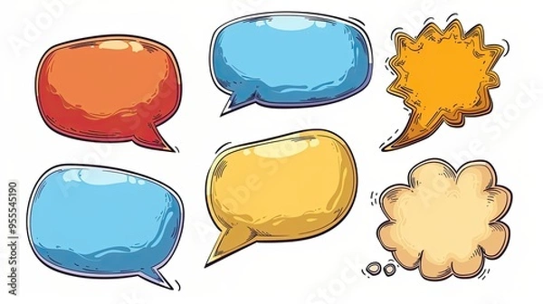 Fototapeta Blank empty speech bubbles illustration set