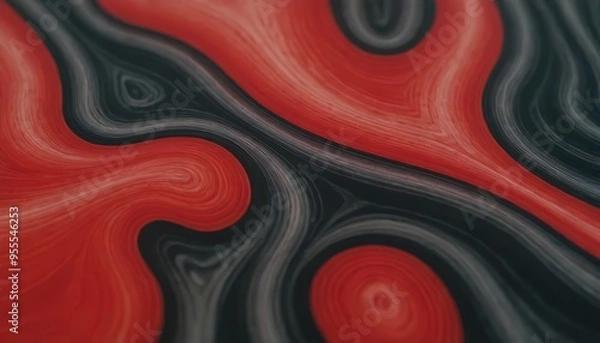 Fototapeta Abstract red and black swirled background with liquid effect.