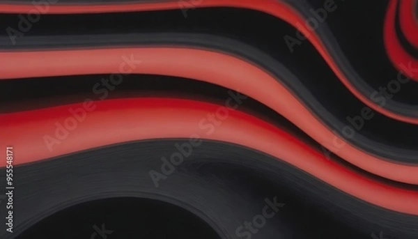 Fototapeta Abstract background with black and red wavy lines.