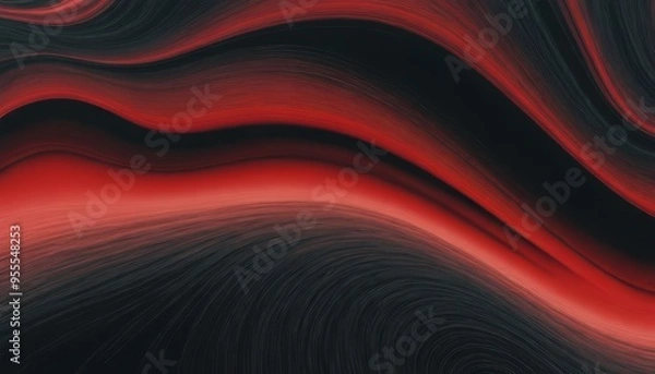 Fototapeta Abstract red and black wavy background with a textured surface.
