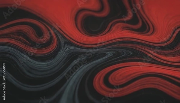 Fototapeta Abstract red and black marbled background with grey hues.
