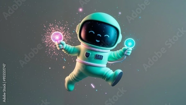 Fototapeta Cyber Data robot in space