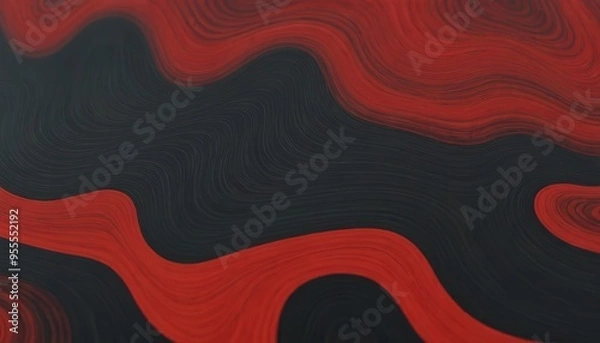 Fototapeta Abstract red and black curved lines background.