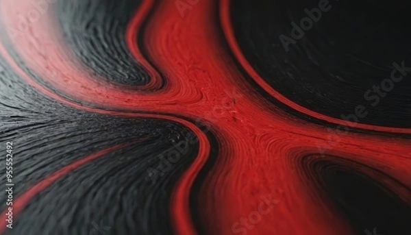 Fototapeta Abstract background with red and black swirls.