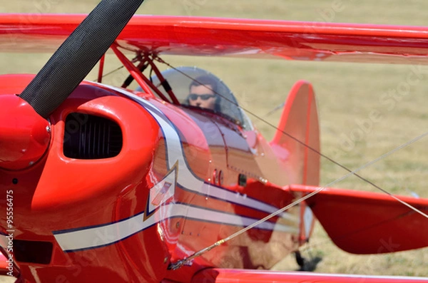 Obraz Model airplane engine and propeller with a doll-pilot