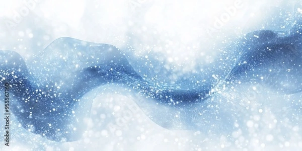 Fototapeta Abstract Blue and White Background with Flowing Lines. AI generated illustration