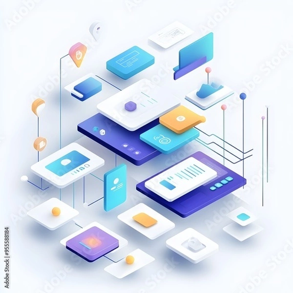 Fototapeta Minimalist and User Friendly UI Design with Soft Gradients and Organized Information Architecture