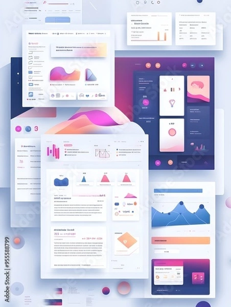 Fototapeta Minimalist UI Design with Flat Icons and Soft Gradients for Modern and Efficient Digital Platform
