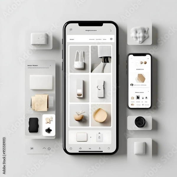 Fototapeta Minimalist and modern digital platform with soft gradients and natural textures for e commerce