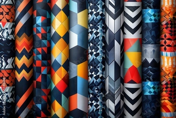 Obraz Vibrant Geometric Patterns in Bold Colors and Designs