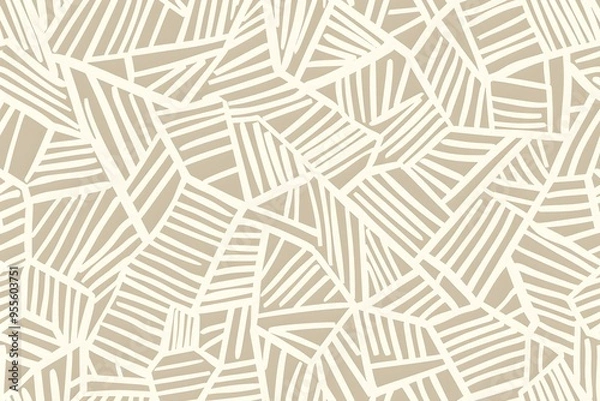 Obraz Abstract Geometric Pattern in Soft Beige and White