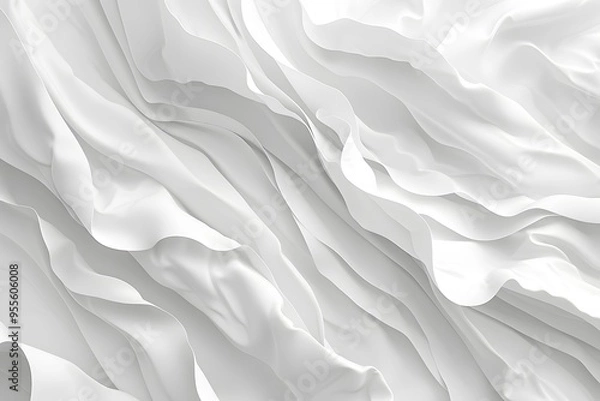Fototapeta Elegant White Fabric Texture with Flowing Waves and Soft Shadows